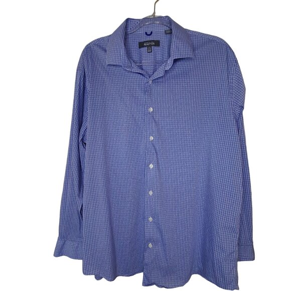 Kenneth Cole Reaction Men's Blue Checkered Long-Sleeve Button-Down Shirt Size XL - Picture 1 of 11